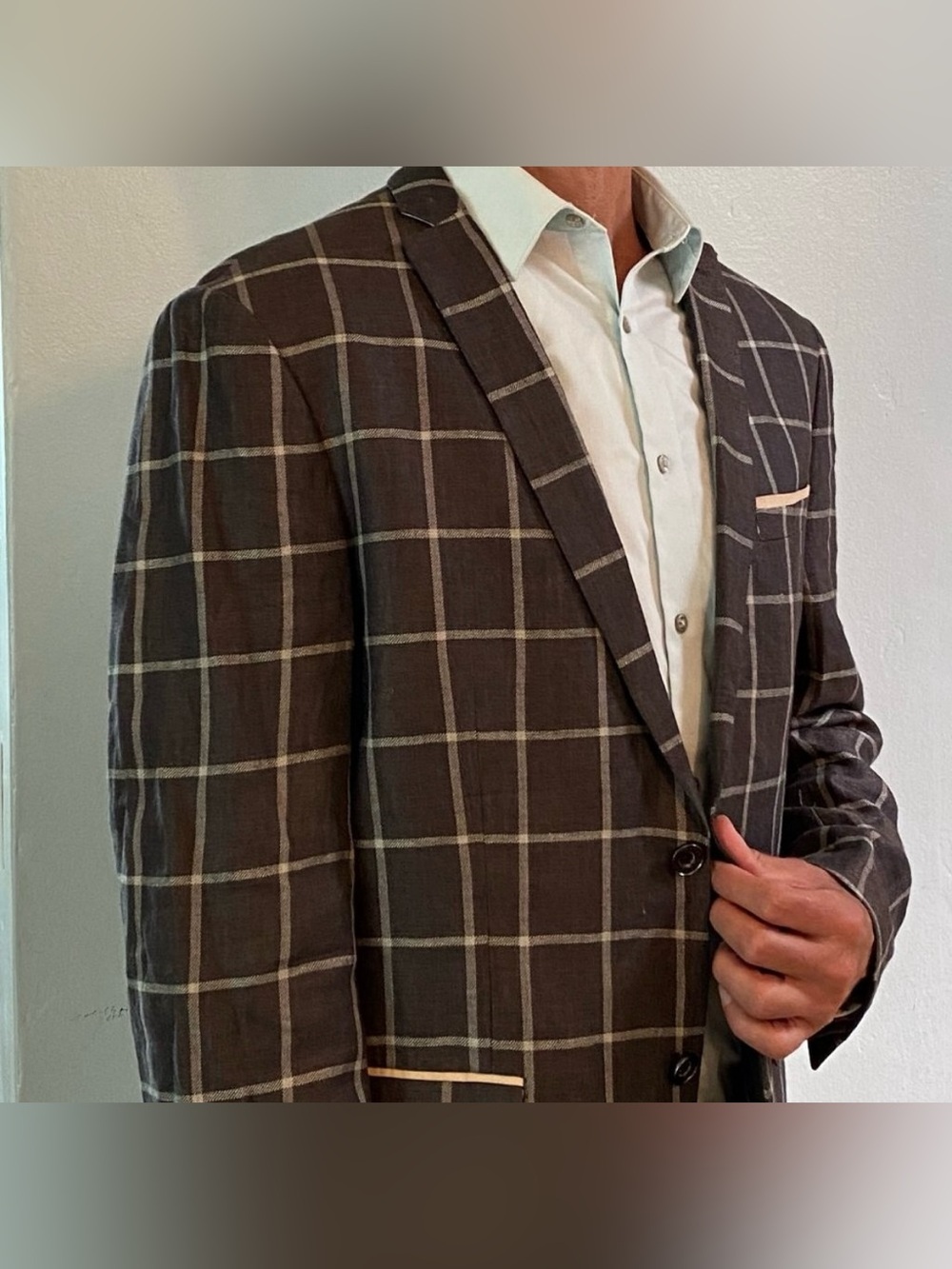 🪶 TALLIA Checked Gray Windowpane Men's Blazer 🪶